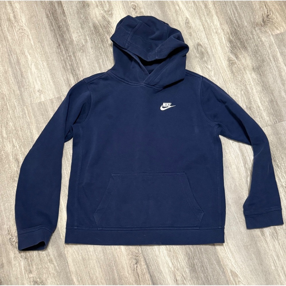 Nike Pullover Hoodie Youth XL Navy Blue Graphic Sweatshirt Athletic Casual